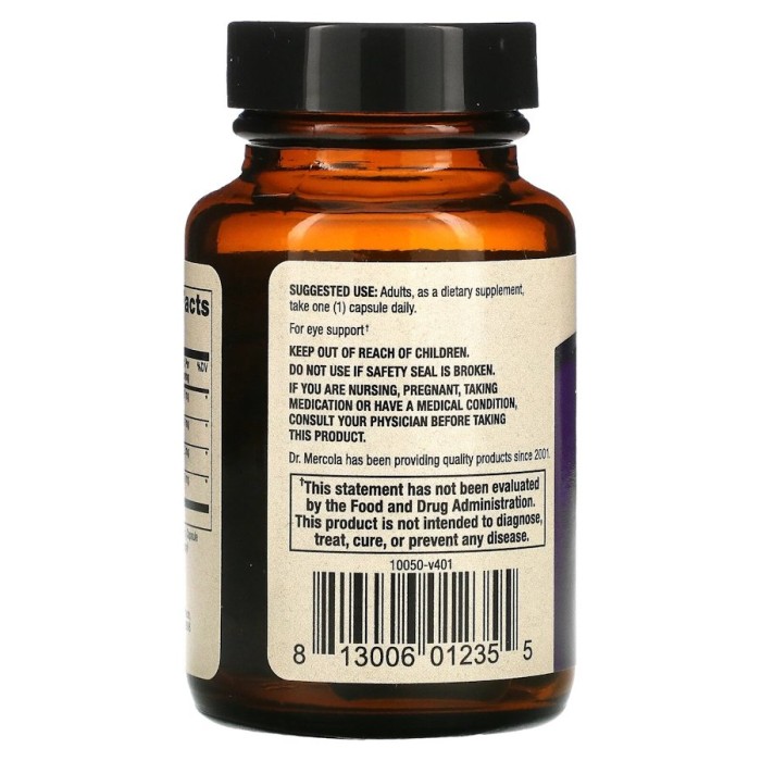 Естественная добавка Dr. Mercola Eye Support, 30 капсул