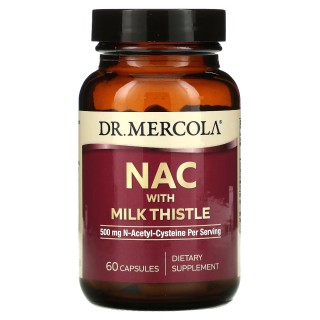 Амінокислота Dr. Mercola NAC with Milk Thistle, 60 капсул