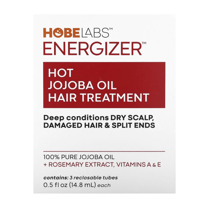 Средство для волос Energizer Hot Jojoba Oil Hair Treatment, 3 тубы с многоразовой крышкой - 14,8 мл
