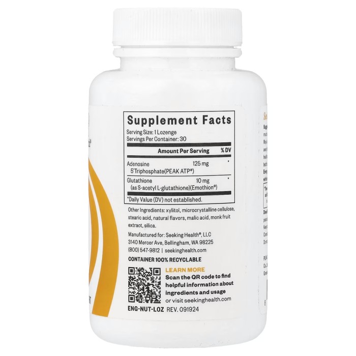 Натуральна добавка Seeking Health Energy Nutrients, 30 пастилок