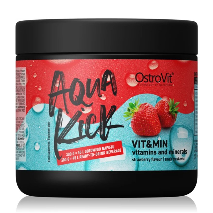 Вітаміни та мінерали OstroVit Aqua Kick VIT&MIN, 300 грам - полуниця