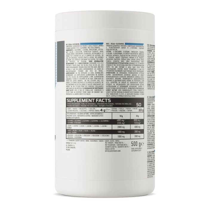 Амінокислота BCAA OstroVit BCAA + Glutamine, 500 грам Лимон