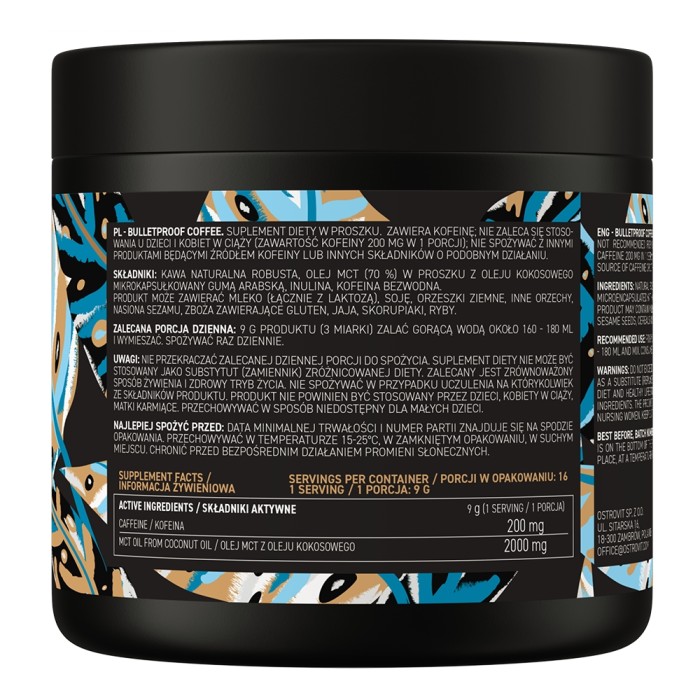 Замінник харчування OstroVit Bulletproof Coffee, 150 грам - без смаку