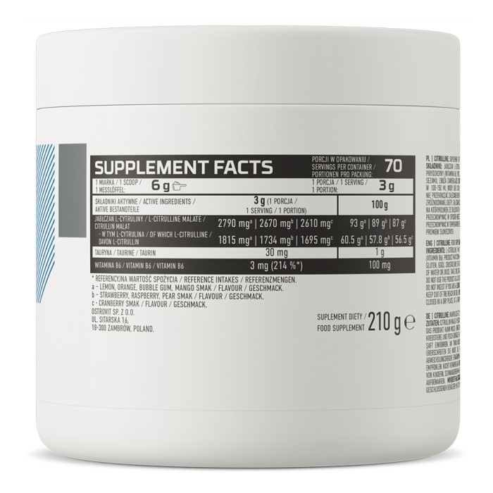 Амінокислота OstroVit Citrulline, 210 грам Лимон