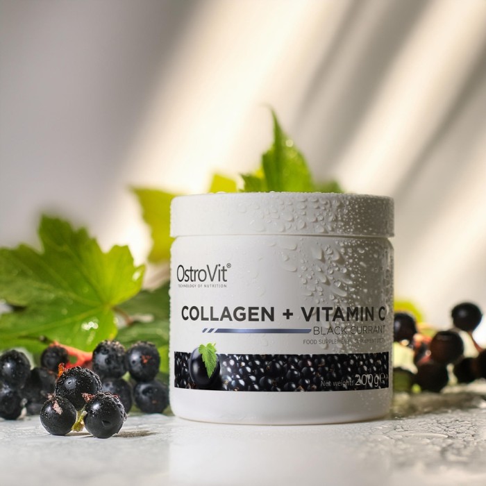 Препарат для суставов и связок OstroVit Collagen + Vitamin C, 200 грамм Черная смородина