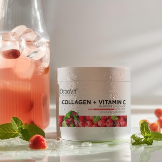 Препарат для суставов и связок OstroVit Collagen + Vitamin C, 200 грамм Малиновый лимонад с мятой