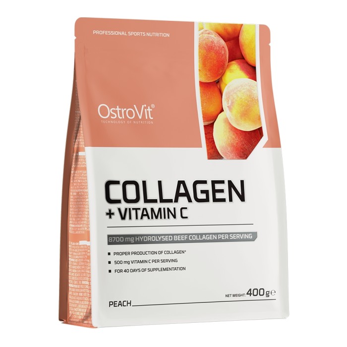 Препарат для суглобів і зв'язок OstroVit Collagen + Vitamin C, 400 грам Персик