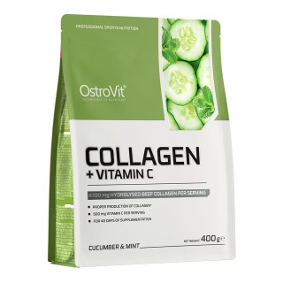 Препарат для суставов и связок OstroVit Collagen + Vitamin C, 400 грамм Огурец-мята