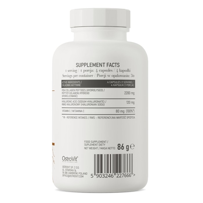 Препарат для суставов и связок OstroVit Marine Collagen with Hyaluronic Acid and Vitamin C, 120 капсул