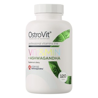 Вітаміни та мінерали OstroVit Vit&Min + Ashwagandha, 120 таблеток