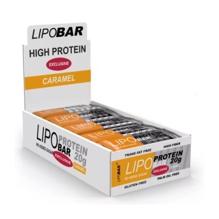 Батончик Lipobar Protein Bar БЛОК, 20*50 грам Карамель