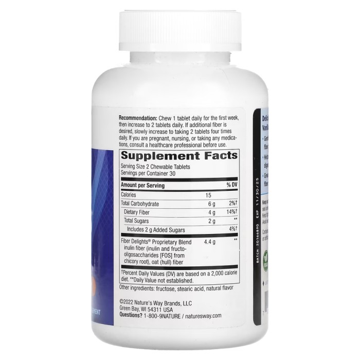 Натуральна добавка Nature's Way Fiber Delights, 60 жувальних таблеток