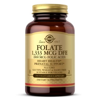 Вітаміни та мінерали Solgar Folate 1333 mcg (Folic Acid 800 mcg), 250 вегакапсул