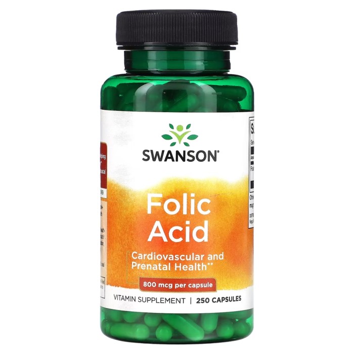 Вітаміни та мінерали Swanson Folic Acid 800 mcg, 250 капсул