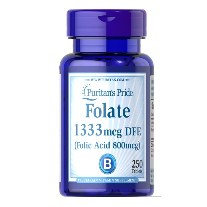 Вітаміни та мінерали Puritan's Pride Folic Acid 800 mcg, 250 таблеток