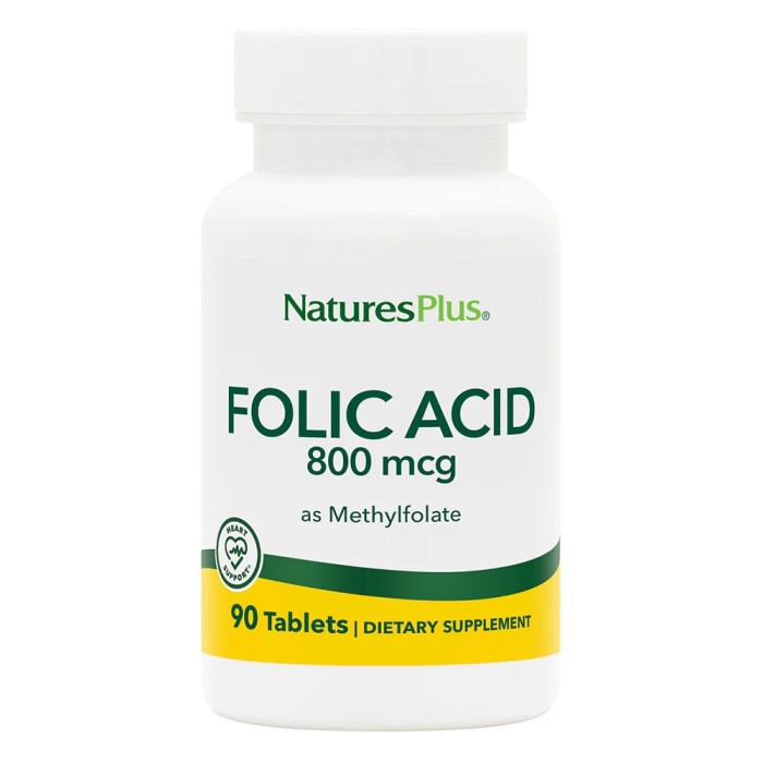 Витамины и минералы Natures Plus Folic Acid 800 mcg, 90 таблеток