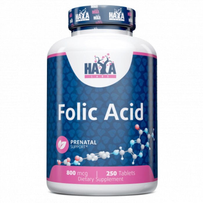 Вітаміни та мінерали Haya Labs Folic Acid 800 mcg, 250 таблеток