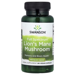 Натуральная добавка Swanson Lion's Mane Mushroom 500 mg Full Spectrum, 60 капсул