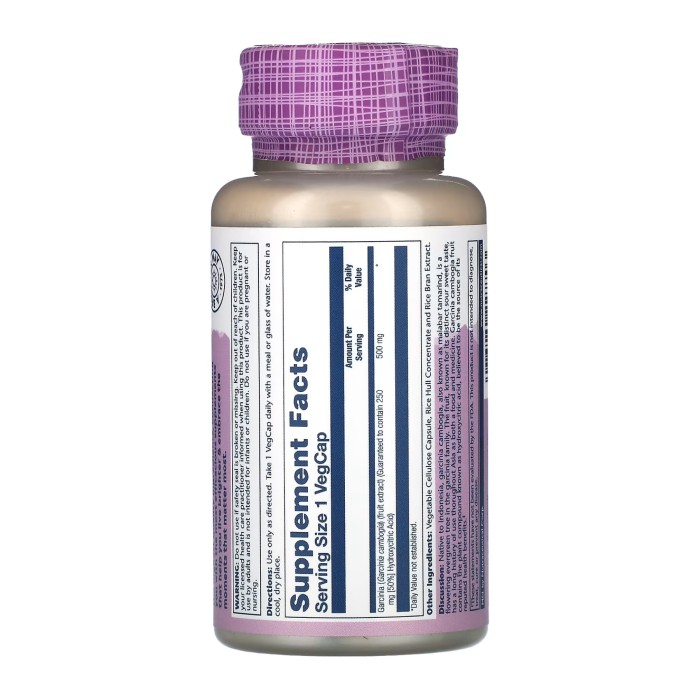 Екстракт плодів гарцинії камбоджійської 500 мг - 60 рослинних капсул