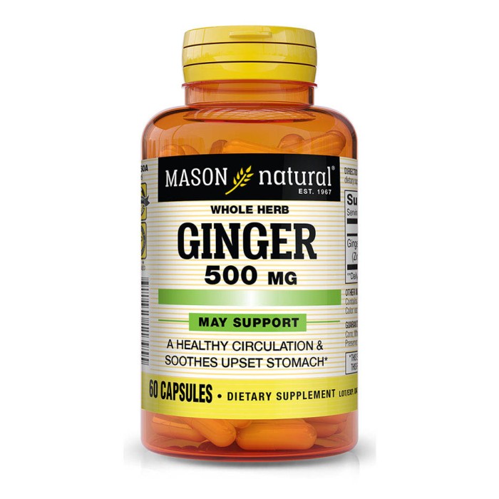 Натуральна добавка Mason Natural Ginger 500 mg, 60 капсул