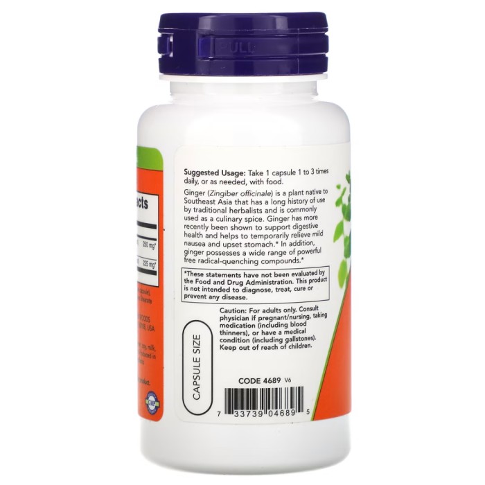 Натуральна добавка NOW Ginger Root 250 mg, 90 вегакапсул