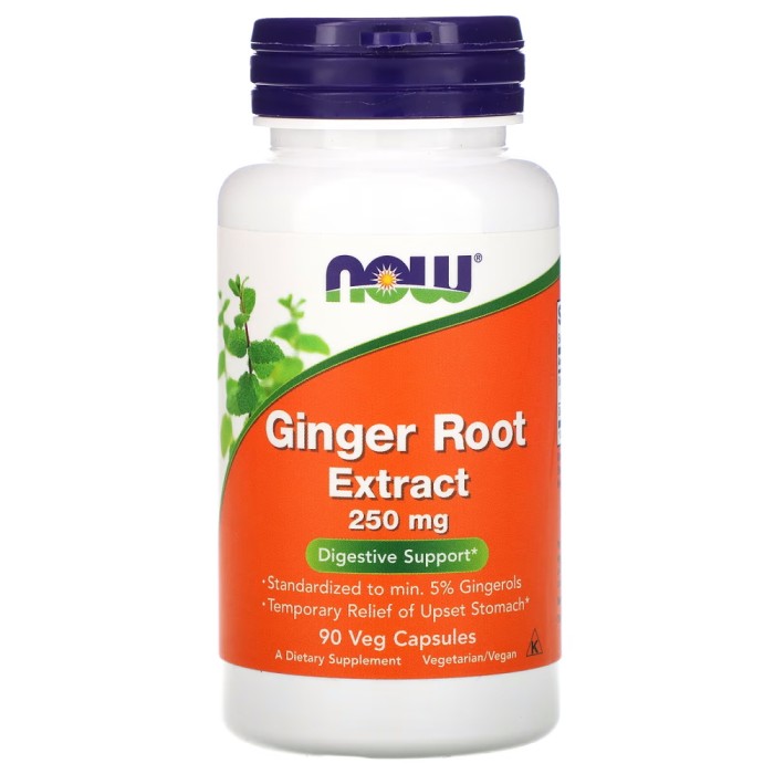 Натуральна добавка NOW Ginger Root 250 mg, 90 вегакапсул