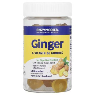 Натуральна добавка Enzymedica Ginger & Vitamin B6, 60 желейок Імбир-лимон