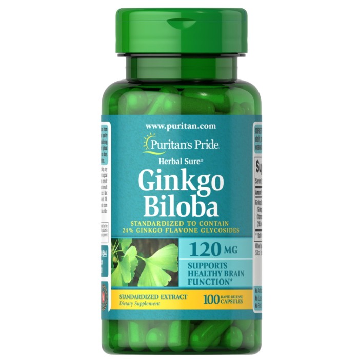 Натуральна добавка Puritan's Pride Ginkgo Biloba 120 mg, 100 капсул