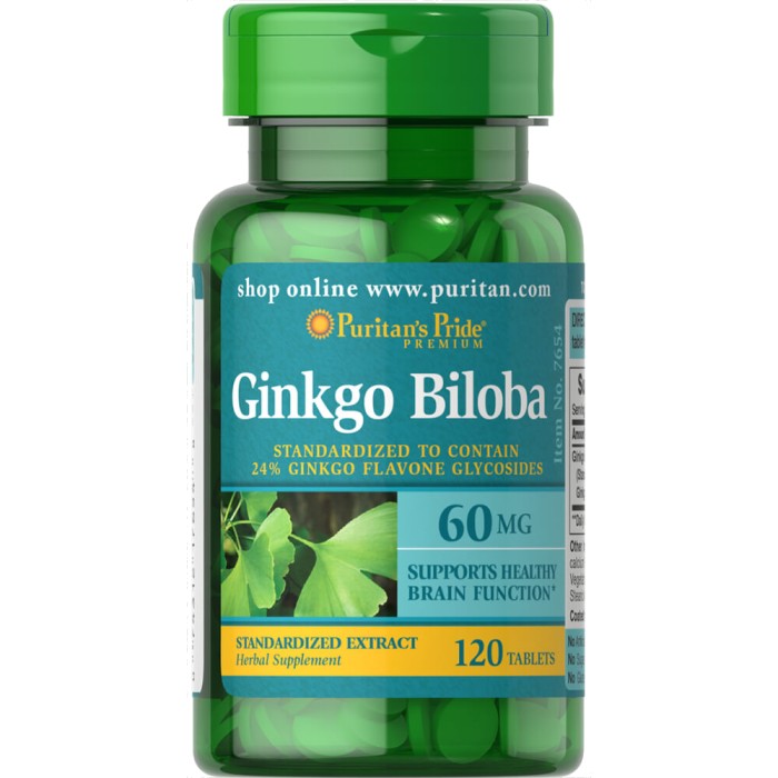 Натуральна добавка Puritan's Pride Ginkgo Biloba 60 mg, 120 таблеток