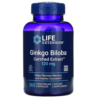 Естественная добавка Life Extension Ginkgo Biloba Certified Extract 120mg, 365 вегакапсул