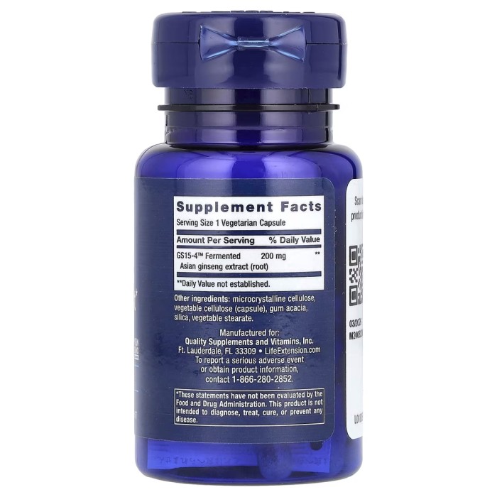 Натуральна добавка Life Extension Ginseng Energy Boost, 30 вегакапсул