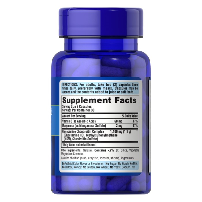 Препарат для суставов и связок Puritan's Pride Glucosamine Chondroitin Complex, 60 капсул