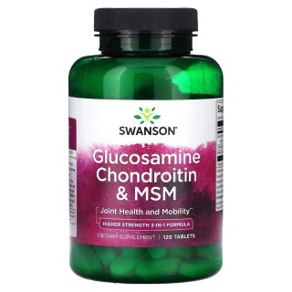 Препарат для суставов и связок Swanson Glucosamine, Chondroitin & MSM Highest Strength 1 per day, 120 таблеток