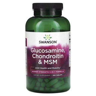 Препарат для суставов и связок Swanson Glucosamine, Chondroitin & MSM Highest Strength 1 per day, 240 таблеток