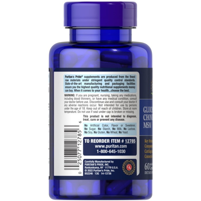 Препарат для суглобів і зв'язок Puritan's Pride Chondroitin Glucosamine MSM 3 Per Day Formula, 120  капсул