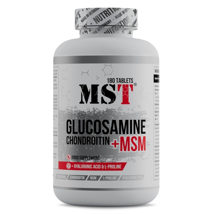 Препарат для суглобів і зв'язок MST Glucosamine Chondroitin MSM Hyaluronic Acid L-Proline, 180 таблеток