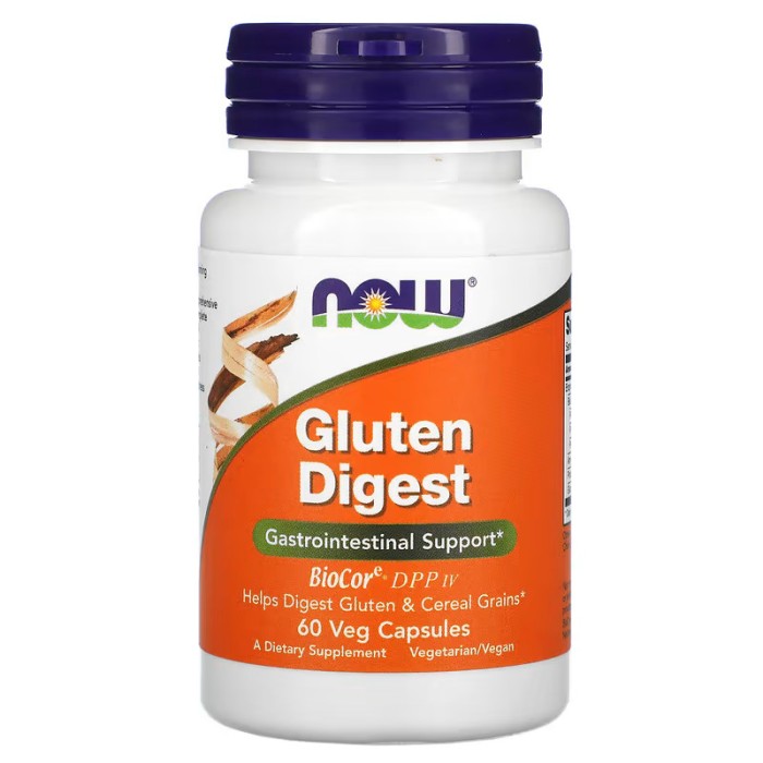 Пробиотики и пребиотики NOW Gluten Digest, 60 вегакапсул