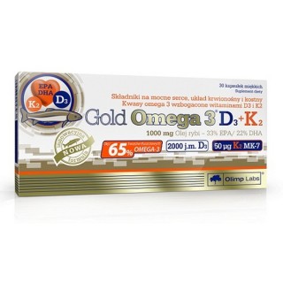 Жирні кислоти Olimp Gold Omega 3 D3 + K2, 30 капсул