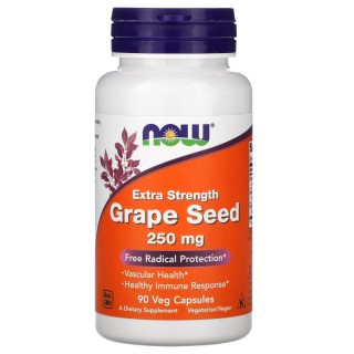 Натуральна добавка NOW Grape Seed 250 mg, 90 вегакапсул