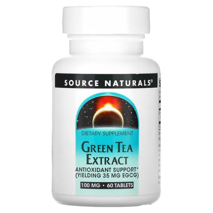Натуральна добавка Source Naturals Green Tea Extract 100 mg, 60 таблеток