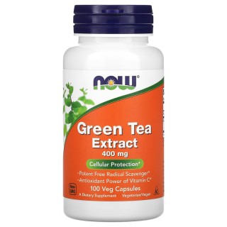 Естественная добавка NOW Green Tea Extract 400 mg, 100 вегакапсул.