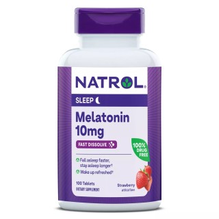 Натуральна добавка Natrol Melatonin 10mg Fast Dissolve, 100 таблеток Полуниця