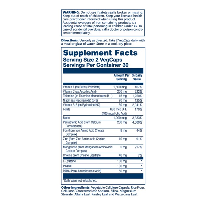 Поживні речовини для волосся - 60 капсул