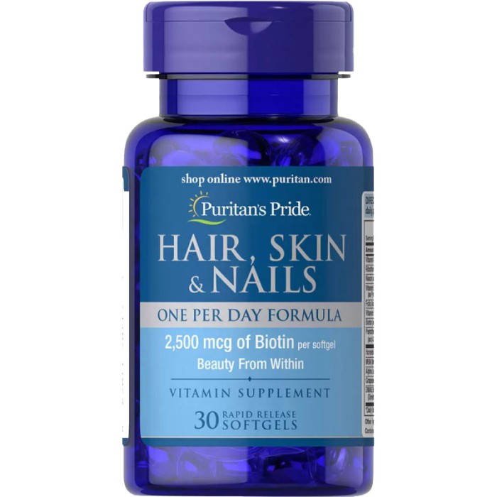 Вітаміни та мінерали Puritan's Pride Hair Skin and Nails One Per Day Formula, 30 капсул