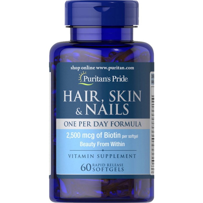 Вітаміни та мінерали Puritan's Pride Hair Skin and Nails One Per Day Formula, 60 капсул