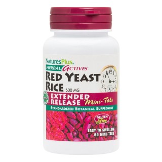Натуральная добавка Natures Plus Herbal Actives Red Yeast Rice 600mg, 60 мини таблеток