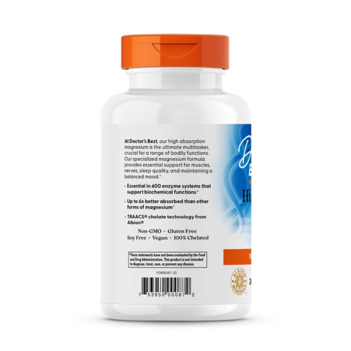 Вітаміни та мінерали Doctor's Best Magnesium 200 mg High Absorption, 240 таблеток
