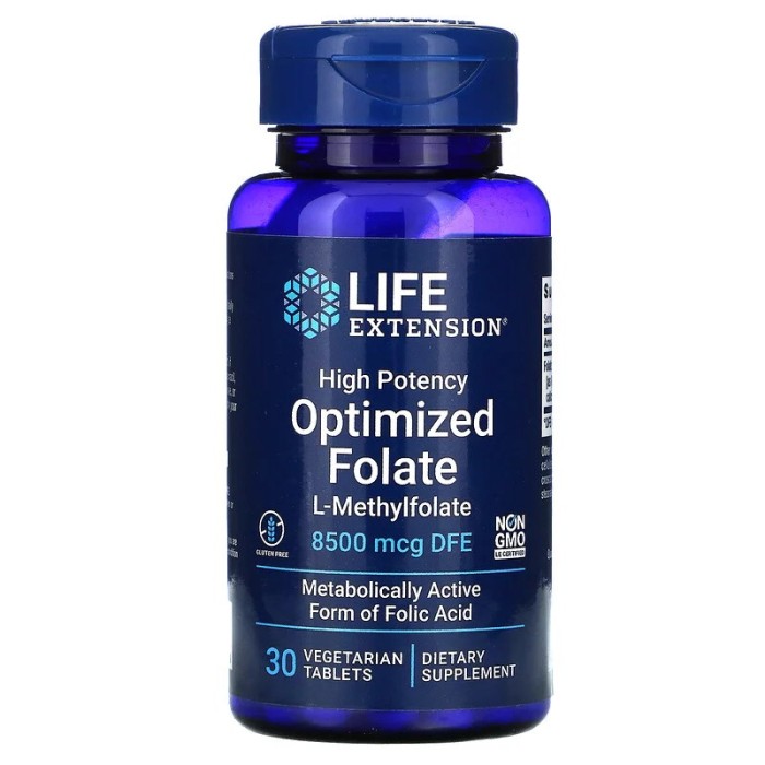 Вітаміни та мінерали Life Extension High Potency Optimized Folate 8500 mcg, 30 таблеток