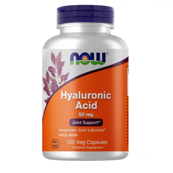 Препарат для суглобів і зв'язок NOW Hyaluronic Acid 50 mg, 120 вегакапсул