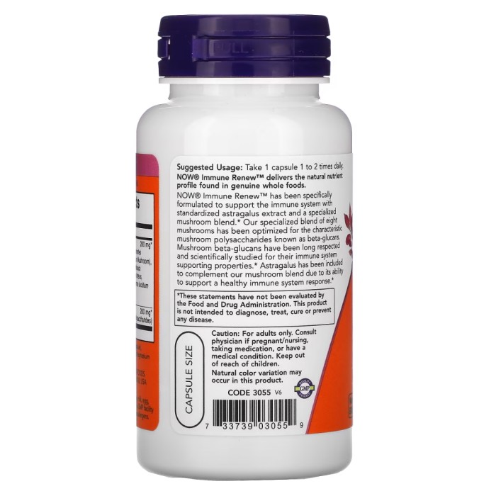 Натуральна добавка NOW Immune Renew, 90 вегакапсул